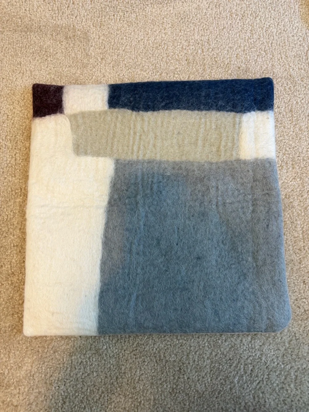 West Elm Soft Geometric Wool Pillow Cover in Cream, Gray, Blue